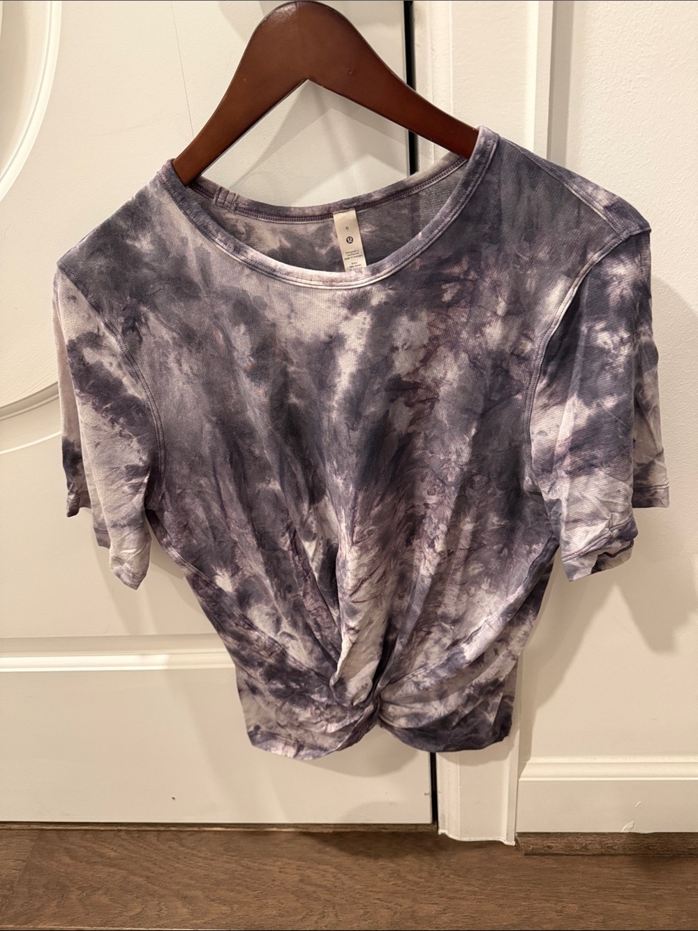 lululemon athletica Purple Gray Tie-Dye Twist Front Short Sleeve Tee